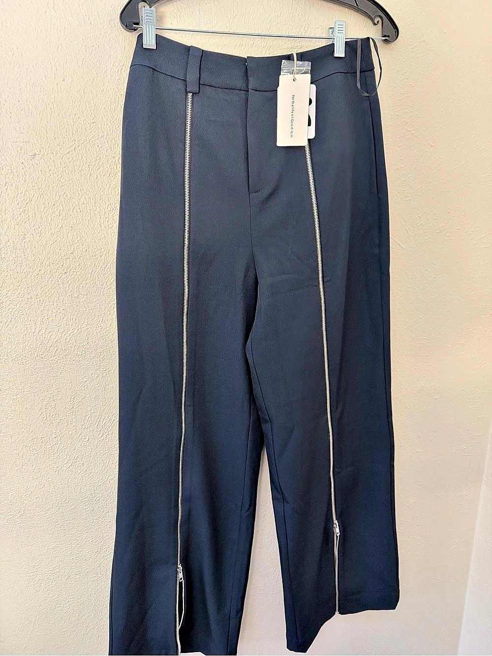 Commence Front-Zip Trousers in Blue NWT
